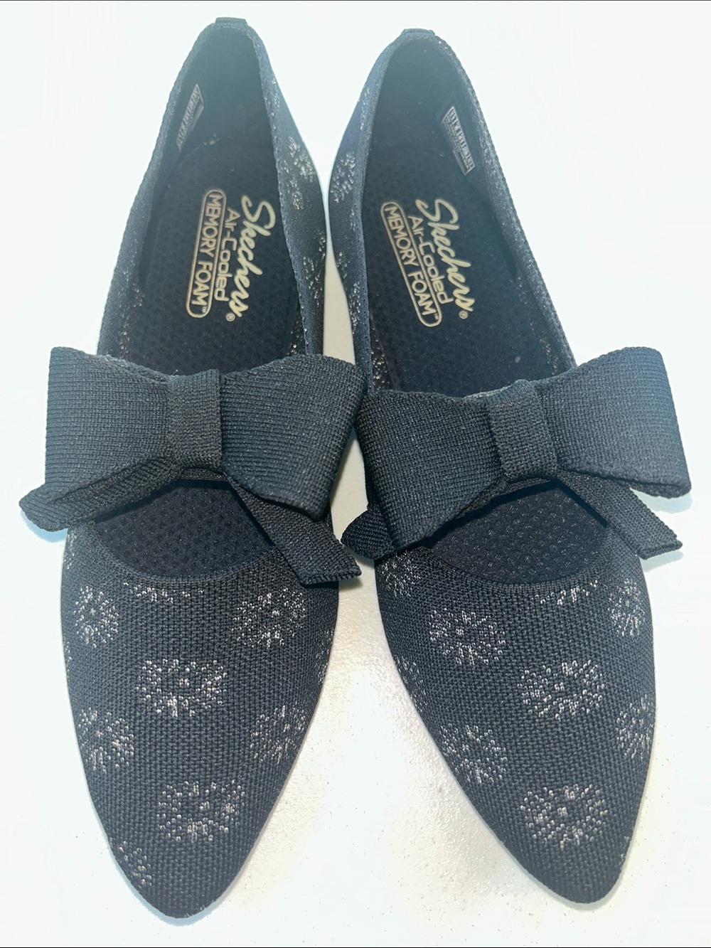 Skechers Black Bow Pointed Toe Flats
